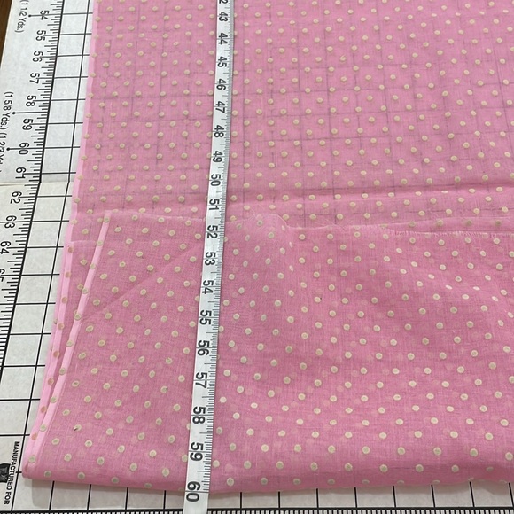 Vintage fabric, cream flocked polka dot, dusty pink semi sheer organdy, 48"x60" - Picture 7 of 8